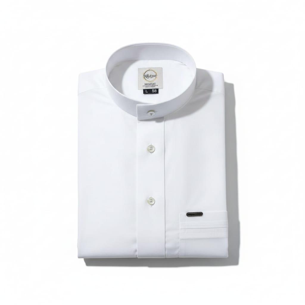 Hikayat - Saudi Classic White Thobe Premium Mandarin Collar Thobe