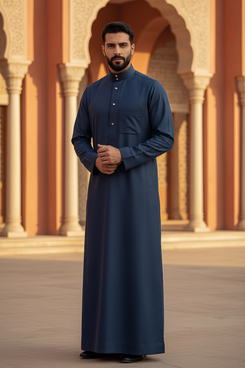 Hikayat Navy Steel Blue Thobe — Mediterranean