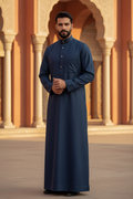 Hikayat Navy Steel Blue Thobe — Mediterranean