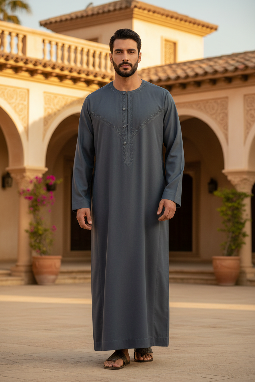 Hikayat Slate Grey Thobe — Mediterranean