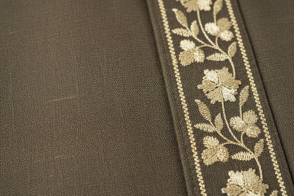 Khaki Brown Thobe — Fabric Detail Shot