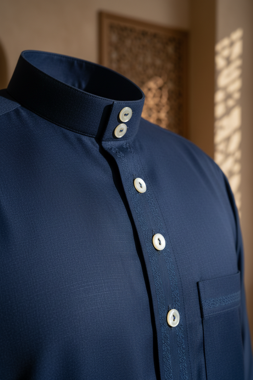 Navy Blue Thobe - Detail Shot