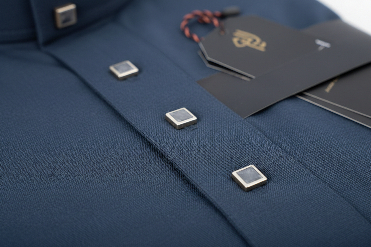Navy Steel Blue Thobe — Fabric Detail Shot