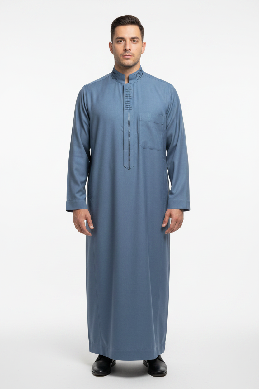 Steel Blue Thobe Model - Front
